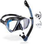 CRESSI Combo Big Eyes+Alpha U.D. Black/Azure - Unisex Mask Extraordinary Visibility Big Eyes and Dry Snorkel Alpha U.D. Ideal for Diving, Snorkelling, Black/Azure, One Size