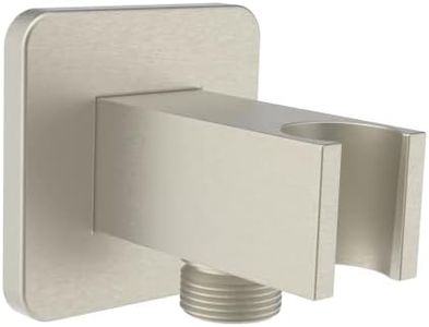 Aquaiaw Wall Supply Elbow with Flange, Tapered 1/2 NPT Female Inlet, Solid Brass Wall Union with Handshower Holder, Square Wall Supply Elbow with Hand Shower bracket, PVD Brushed Nickel, G1/2 Outlet