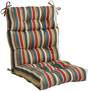 Greendale Home Fashions Outdoor 44 x 22-inch High Back Chair Cushion, Set of 1, Adobe Stripe