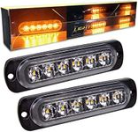 RIGIDON 2 Pcs Safety Emergency Flashing Lights, 12V 24V 6 LED Amber Strobe Hazard Warning Light, Breakdown Beacon Led Light Bar, Waterproof Universal for Car Truck Off road SUV, 3000K