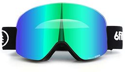 6fiftyfive - Ski Goggles Men and Women - Frameless, Full REVO Coating, Anti Fog, Magnetic Quick Change Lens, 100% UV400, OTG - Ski, Snowmobile and Snowboard