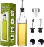 AOZITA 17oz Glass Olive Oil Dispenser Bottle - 500ml Oil & Vinegar Cruet with Pourers and Funnel - Olive Oil Carafe Decanter for Kitchen, Clear