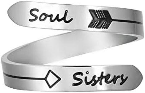 Vrycot Soul Sisters Adjustable Stainless Steel Silver Inspirational Opening Cute Hiphop Band…