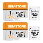 GIGASTONE 1TB Micro SD Card 2-Pack, 4K Video Pro, Up to 140/100 MB/s, MicroSDXC Memory Card for DJI, Gopro, Insta360, Dashcam, Surveillance, Security Camera, Drone UHS-I V30 U3 C10 with Adapter