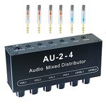 aux Input Mixing 2 in 4 Channel Out Headphone Amplifier 3.5mm Mixer Stereo Audio Amp with Ultra-Compact Portable Mini Jack 3.5 Splitter for Studio and Stage