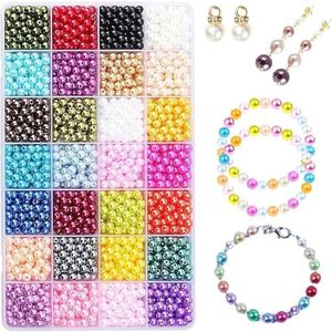 1960 Pezzi Colori Perle, 6 mm, 28 Colori, Multicolori, Materiale Degli Orecchini Della Collana Del Braccialetto,Perline Sfuse Per Artigianato Con Fori Per La Creazione di Gioielli