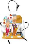 ABAKUHAUS Grandpa Apron, Elderly Couple in Kitchen, Unisex Kitchen Bib Apron with Adjustable Neck for Cooking Baking Gardening, Pale Coffee