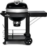 Napoleon PRO 22-Inch Cart Model Charcoal Kettle Grill - PRO22K-CART-3 - Black with Cart, Stainless Steel Spacer Ring, 360in² Cooking Area, Folding Side Shelf