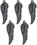 Valyria 10pcs Black Stainless Steel Angel Wing Charm Pendant for Jewelry Making 38mmx13mm