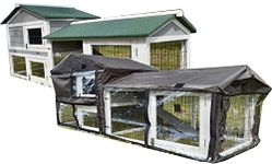 Eggshell LARGE SMOKEY XXL GREY AND RAIN COVER INCLUDED! RABBIT HUTCH GUINEA PIG HUTCHES RUN RUNS LARGE 2 TIER WITH NIGHT SHUTTER