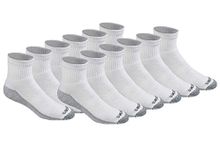 Dickies Men's Dri-tech Moisture Control Quarter Socks, Available in M-XXL (6, 12, 18 Pairs), White (12 Pairs), Large