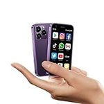 roiesvry XS16 3.0 inch Mini Smartphone 4G LTE Android 10 Quad Core 2000mAh Type-C Dual SIM Small Mobile Phone (Purple, 2GB RAM 16GB ROM)