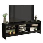 Madesa TV Stand Cabinet with 6 Shelves and Cable Management, TV Table Unit for TVs up to 75 Inches, Wood, 60 H x 36 D x 180 L – Black