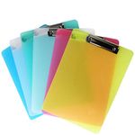 LATERN 6Pcs A4 Clipboard, Plastic Transparent A4 Clipboard 5 Colors Paper Holder Writing Board for Memo Form Document