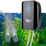 AQQA Aquarium Rechargeable Air Pump,Multifunctional Portable Energy Saving Power Quiet Oxygen Pump, One/Dual Outlets with Air Stone,Suitable for Indoors Power Outages Fishing 2.5W