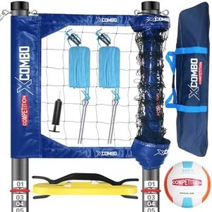 JOLORLY Professional Volleyball Net Set Heavy Duty for Outdoor Backyard Portable with Aluminum Adjustable Height Scoring Poles, Regulation Nets System for Tournament, Grass