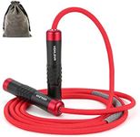 Weighted Jump Rope - Premium Heavy Jump Ropes with Adjustable Extra Thick Cable, Aluminum Silicone Grips Handles, High-Speed Ball Bearings Professional Skipping Rope for Crossfit MMA Cardio & Workouts