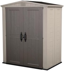 Keter Factor 6x3 Outdoor Storage Shed Kit-Perfect to Store Patio Furniture, Garden Tools, Bike Accessories, Beach Chairs and Push Lawn Mower, Taupe & Brown