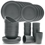Plastic Dinnerware Sets for 8,Dhnvcud 32pcs Unbreakable,Lightweight & Reusable Dinnerware Set,Plates, Bowls, Cups,Service for 8,Microwave Dishwasher Safe Dishes Sets for Kitchen,Camping,RV