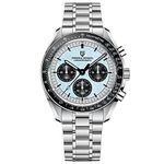 Pagani Design 1701 Men's Professional Chronograph Japan VK63 Quartz Movement Moon Wristwatch Stainless Steel 100M Waterproof Casual Analog Watch Date (Meteorite-ice/Blue v4)