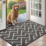 hicorfe Indoor Doormat,Front Back Door Mat Rubber Backing Non Slip Door Mats,24"x35" Absorbent Resist Dirt Entryway Doormat Inside Floor Mats for Entrance Washable Low-Profile(Black)