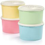 Tupperware Heritage Collection 8 Piece Food Storage Canister Set in Vintage Colors - Dishwasher Safe & BPA Free - (4 Containers + 4 Lids)