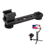 Triple Cold Shoe Mount, Gimbal Microphone Light Extension Bar Bracket Aluminium Alloy with 1/4in and 3/8in Screw Holes for DJI OM 3/2, for Zhiyun Smooth 4, for Feiyu Gimbal Stabilizer(Black)