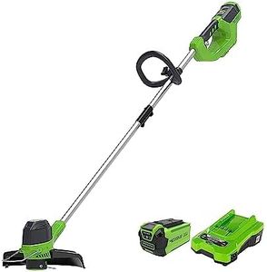 Greenworks 40V Akku Rasentrimmer für mittelgroße Gärten, höhenverstellbar, 30 cm Schnittbreite, automatischer Vorschub 1,65 mm Nylon Faden, 40V 2Ah Akku & Ladegerät, 3 Jahre Garantie G40LTK2