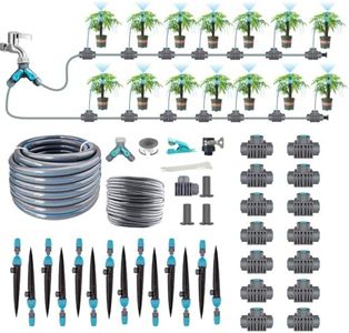 Drip Irrigation System 98ft, Fast Connect Automatic Irrigation Kit with 12mm, 6mm Blank Distribution Tubing and Accessories, DIY Garden Watering Equipment for Garden, Greenhouse, Flower Bed, Patio