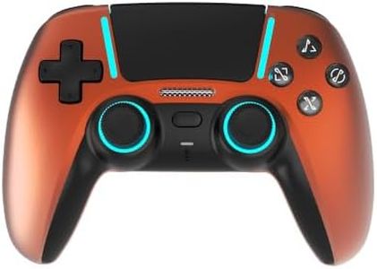 ASRVA Chrome Orange Wireless Pro Controller for PS5 with 4 Paddles, Hall Effect (Anti-Drift) Joystick, Micro-Switch ABXY, 6-Axis Gyro, Macro, 1000mAh, RGB Lighting - Compatible with PS5 Pro/Slim/PC