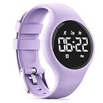 LED Digital Waterproof Pedometer Watch, Non-bluetooth Fitness Tracker, Step Counter, Distance, Vibrating alarm clock, Stopwatch, Great Gift for for Kids Childrens Teen Girls Boys Women (Purple)