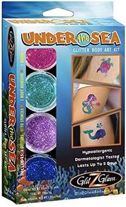 GlitZGlam Under The Sea Glitter Tattoo Kit Temporary Tattoos & Body Art - Hypoallergenic And Dermatologist Tested!