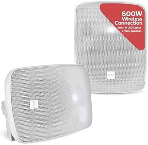 Pyle Indoor Outdoor Wireless Bluetooth Speaker System-2-Way Active/Passive Pair - 5.25in, LED Lights,600Watt Peak Power,Weatherproof,Wall/Ceiling Mounted Speakers w/Metal Grill, Universal Mount-White