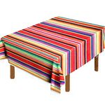 Hxezoc 59 x 84 Inch Mexican Blanket Striped Tablecloth Large Square Fringe Cotton Mexican Serape Tablecloth for Mexican Party Wedding Decorations Outdoor Table Cover (Red)