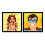 ArtX Paper Beautiful Woman/Man Pop Art Wall Art Painting, Multicolor, Abstract, 13X13 in each, Set of 2