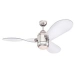 Westinghouse Lighting 72258 Josef, Contemporary LED Ceiling Fan with Light and Remote Control, 122 cm, Brushed Nickel Finish, Frosted Opal Glass, DC Motor