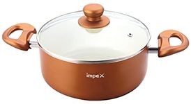 Impex Aluminium Biryani Pot 10 litres, High Grade Ceramic Large Non-Stick Biriyani Pot with Lid Compatible for Induction, Electric and Gas Stove Tops Having 1 Year Warranty (Golden Orange)