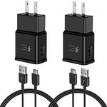 Adaptive Fast Charger Kit with 5Ft USB Type C Cable, Fast Charging Wall Charger Block for Samsung Galaxy S21/S21 Ultra/S20/S20+/S10/S10e/S9/S8/S8Plus/Edge/Active/Note 8/9/10/20/LG G5/6(2 Pack, Black)