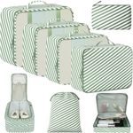 BAGAIL 8 Set Packing Cubes Luggage Packing Organizers for Travel Accessories-White and Matcha Stripe