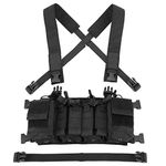 Tactical Chest Vest Rig Adjustable X Harness with 5.56 9mm Rifle Mag Pouches for Airsoft Shooting Wargame Paintball