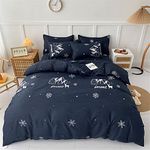 FANSU Bedding Sets Duvet Cover, 4pcs Elegant Lightweight Soft Flat Sheet Microfiber Bed Set Zipper Print Zip Easy Care Adults Teenagers (200x230cm,Snowflake)