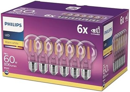 Philips ampoule LED Standard E27 60W Transparent, Verre, 6 Unité