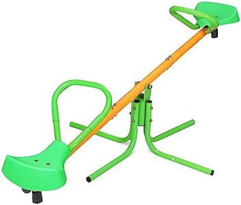 Living Source International Kids Outdoor Spinning Seesaw, 360 Degree Rotation, Iron Frame, 71 x 30 inch, Green