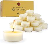 Natural Beeswax Tealight Candles - 24 pcs - Organic Small Candle Natural Scent Smokeless Clean Burning-White