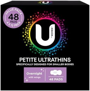U by Kotex Petite Ultrathin Pads Overnight with Wings 48 Count (4 x 12 Pack) - Packaging May Vary
