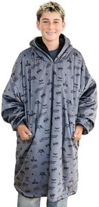 Saranoni Minky Lush Faux Fur Batman Snuggler Blanket Hoodie | Ultra-Soft Wearable Blanket with Hood & Pockets | Loungewear Luxury Plush Lined Interior | Teen, 31.5" x 32"