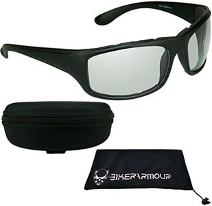 Bikershades Transitional Motorcycle Glasses Safety Photochromic CLEAR to SMOKE Lens | Zipper Case
