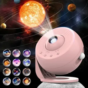Galaxy Projector for Bedroom Pro Version, Upgraded Film Disc Star Projector for Kid 12 in 1 Planetarium Projector HD Image Adjustable Knob 360° Rotating 1/2h Timer Simple 4-Button Control