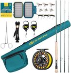 SF Fly Fishing Rod Combo Starter Kit - 4 Piece 8WT 9FT Emerald Green 24T Carbon Fiber Trout Rod With Reel, Case, Fly Box, Tapered Leader, Knot Tying Tools