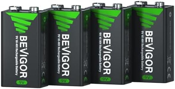 BEVIGOR 9V Rechargeable Batteries, NiMH 2000mWh, Long Lasting Power High Capacity 9V Batteries 4 Count